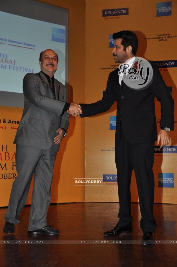 Anupam Kher and Anil Kapoor at Opening ceremony of 14th Mumbai Film Festival