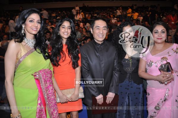 Sridevi, Jhanvi, Zhang Yimou, Gauri Shinde, Tina at Opening ceremony of 14th Mumbai Film Festival