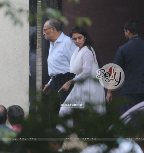 Rani Mukherjee arrives during the funeral of legendary filmmaker Yash Chopra