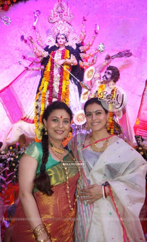 Kajol Devgan and Sharbani Mukherjee attended Maha Ashtami at North Bombay Sarbojanin Durga Puja
