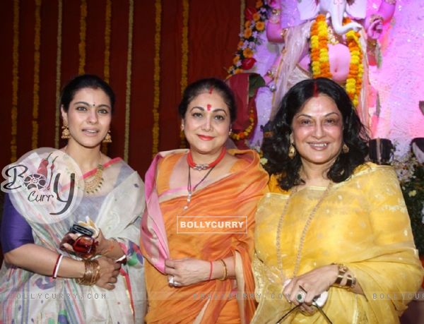 Kajol, Tina Ambani & Moushumi Chatterjee attended Maha Ashtami at North Bombay Sarbojanin Durga Puja