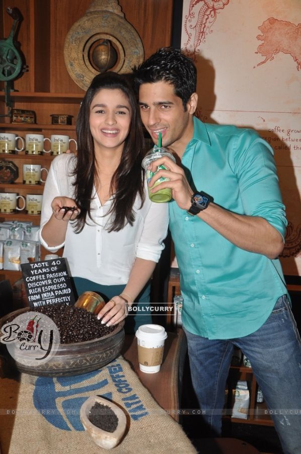 Siddharth Malhotra and Alia Bhatt at Starbucks in Mumbai.