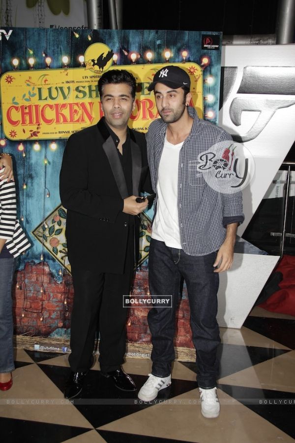 Karan Johar and Ranbir Kapoor at Special Screening of Luv Shuv Tey Chicken Khurana