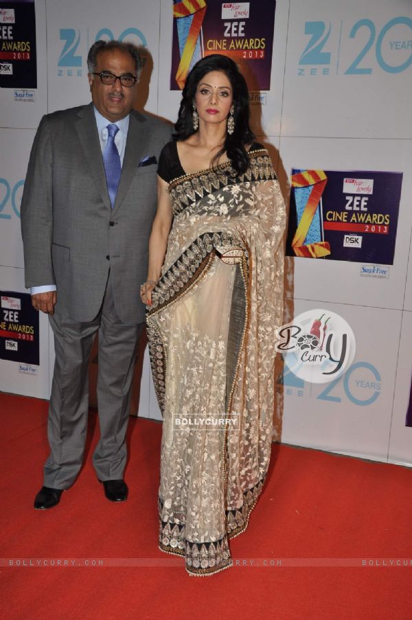 Sridevi with husband Boney Kapoor at Zee Cine Awards 2013 at YRF Studios in Andheri, Mumbai.