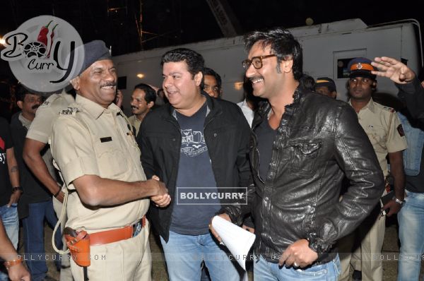 Ajay Devgan with Sajid Khan at Police Show Umang 2013