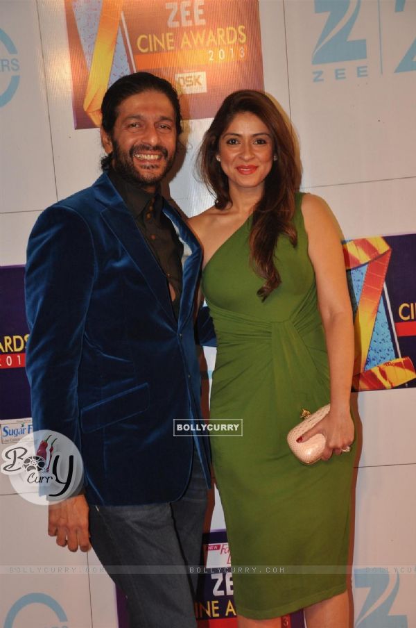 Chunkey Pandey with wife Bhavana at Zee Cine Awards 2013