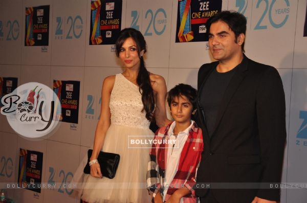 Malaika Arora Khan with husband Arbaaz Khan and son Arhaan Khan at Zee Cine Awards 2013