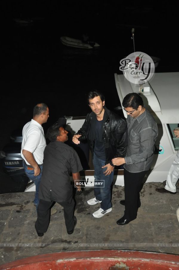 Hrithik Roshan at his birthday party on a yacht leaving from Gateway of India in Mumbai.
