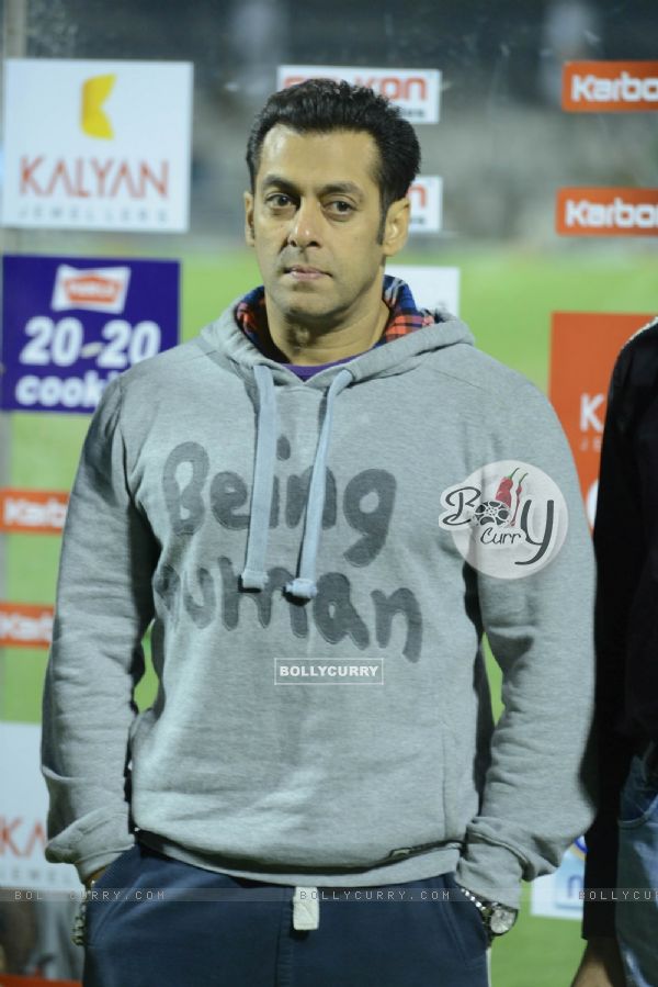 Bollywood actor Salman Khan at a Celebrity Cricket League (CCL) match in Hyderabad.