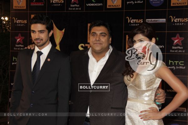 Saqib Saleem, Ram Kapoor and Rhea Chakraborty at Renault Star Guild Awards 2013
