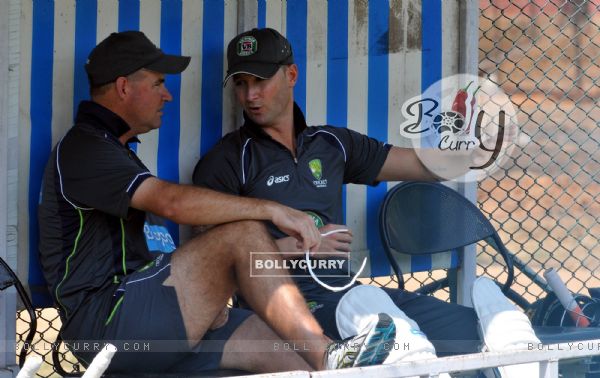 Australian cricket team at a practice session before the second cricket Test match in Hyderabad on March 1, 2013.