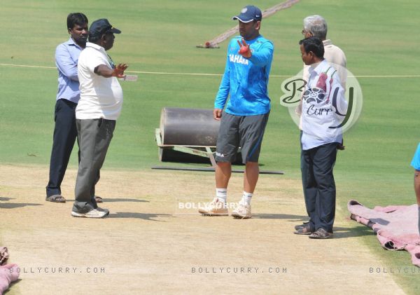 Indian cricket team at a practice session before the second cricket Test match in Hyderabad on March 1, 2013.