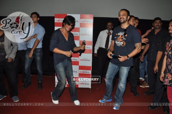 Shahrukh Khan and Rohit Shetty promote Chennai Express at Cinemax Versova