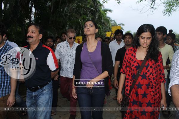 Sonam Kapoor and Sona Mohapatra participate in the  Protest against the rape case
