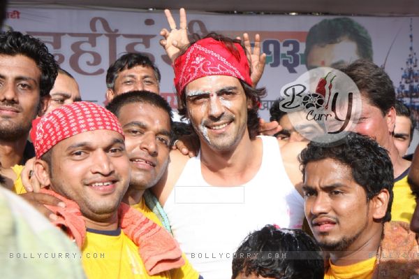 Arjun Rampal with his team of Govindas' at the Dahi Handi celebrations