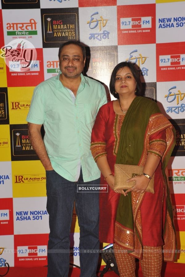 Sachin Khadekar with Wife at BIG Marathi Entertainment Awards