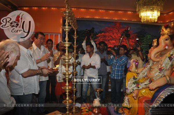 Randhir Kapoor and Rajiv Kapoor perform an Aarti for Lord Ganesha