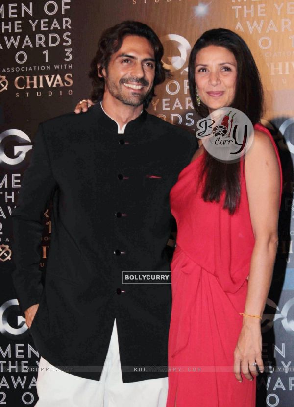 Arjun Rampal with wife Mehr Jesia at the GQ Man of the Year Award 2013