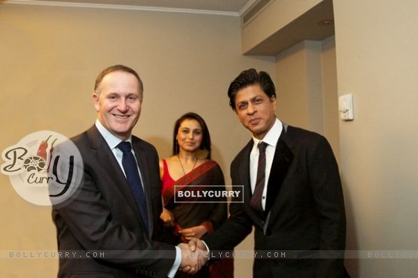 Rt. Hon. John Key Greeting Shahrukh Khan and Rani Mukherji