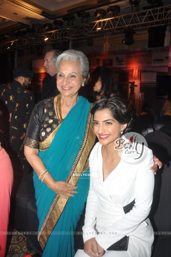 Waheeda Rehman and Sonam Kapoor pose for a click at the Fund Raising Event - Uff Yoo Maa