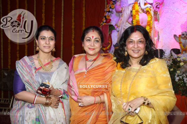 Kajol, Tina Ambani and Maushomi Chatterjee visit The North Bombay Sarbajanin Durga Puja