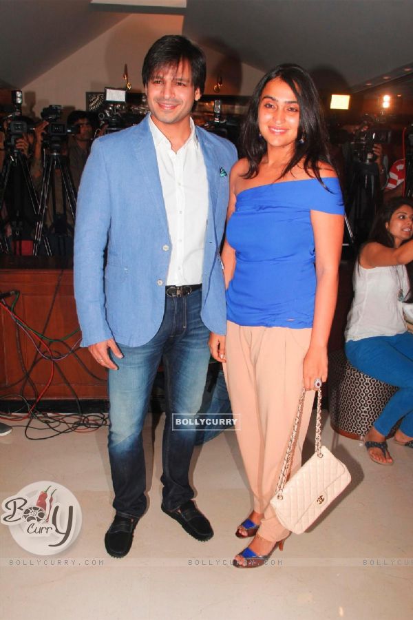 Vivek Oberoi and his wife at the Grand Masti Success Party (299981)