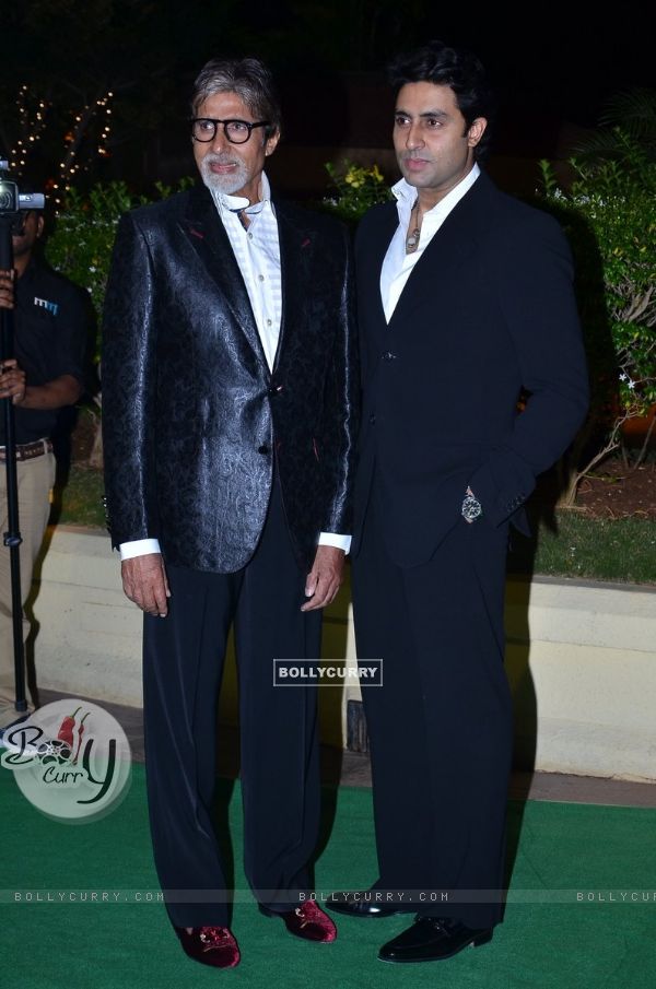 Amitabh and Abhishek Bachchan were seen at Vishesh Bhatt's Wedding Reception