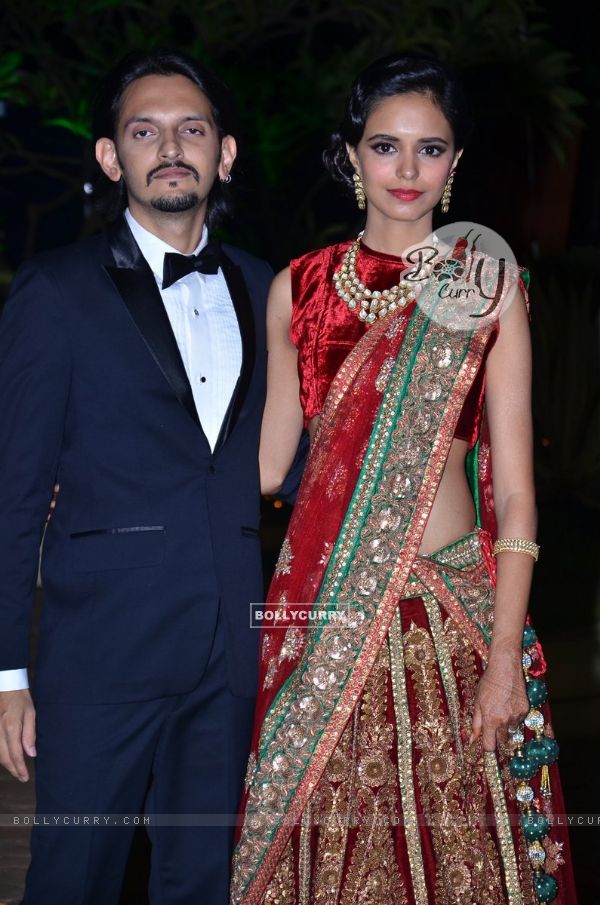Vishesh Bhatt and his wife at their Wedding Reception