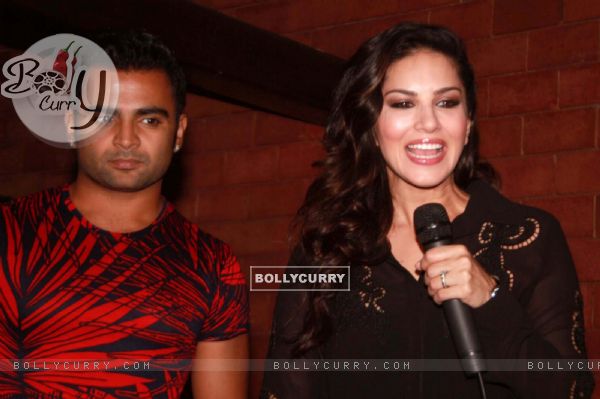 Sunny Leone and Sachin Joshi during a promotional event of their film 'Jackpot' (305828)