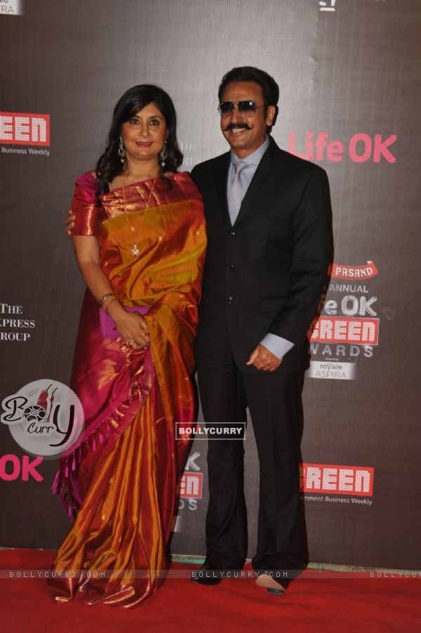 Gulshan Grover with his wife at the 20th Annual Life OK Screen Awards