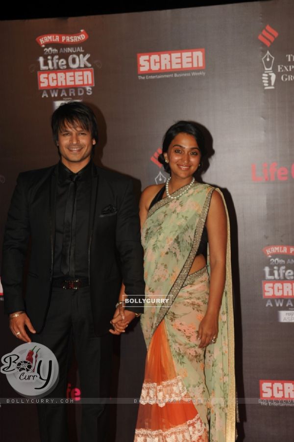 Vivek Oberoi with his wife at the 20th Annual Life OK Screen Awards