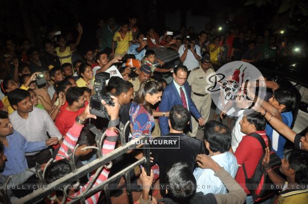 The crowd gathers around Deepika Padukone at the launch