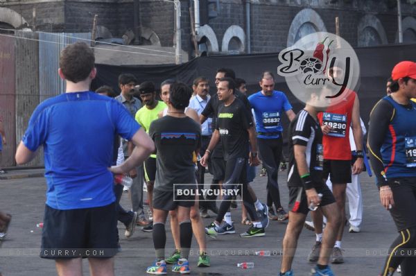 Anil Ambani at the Mumbai Marathon 2014