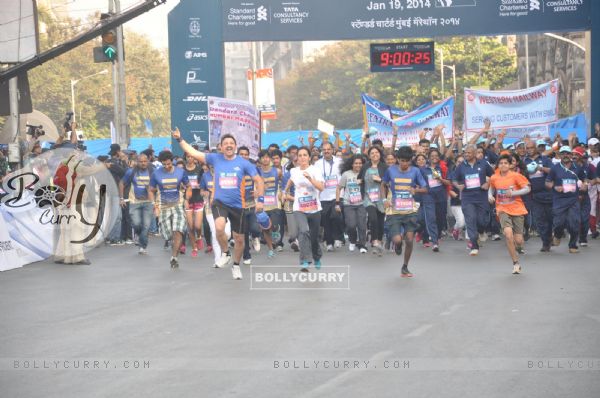 Tara Sharma was at the Mumbai Marathon 2014