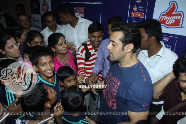 Salman Khan with the children at the launch Thumps Up & Being Human Foundation's Veer Campaign