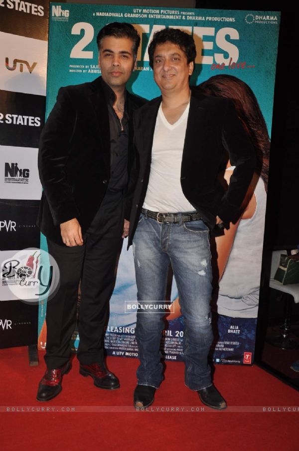 Karan Johar and Sajid Nadiadwala were seen at the Trailer launch of 2 States (313410)