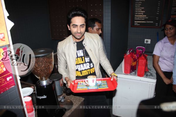 Ayushmann serves coffee as Promotions of Bewakoofiyaan at Cafe Coffee Day (314827)
