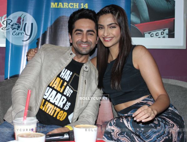 Ayushmann and Sonam at the Promotions of Bewakoofiyaan at Cafe Coffee Day