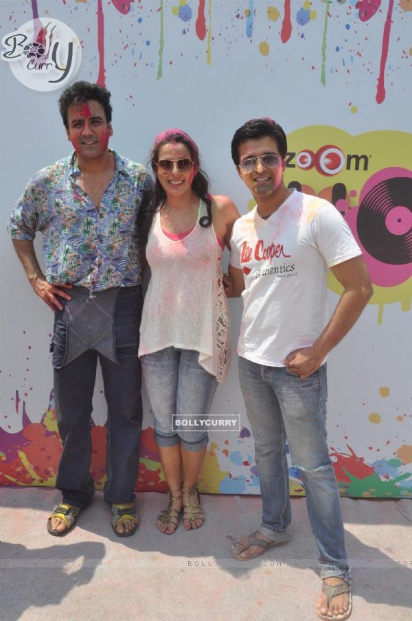 Karan Oberoi, Pooja Bedi, and Sachin Shroff at the Zoom Holi Party