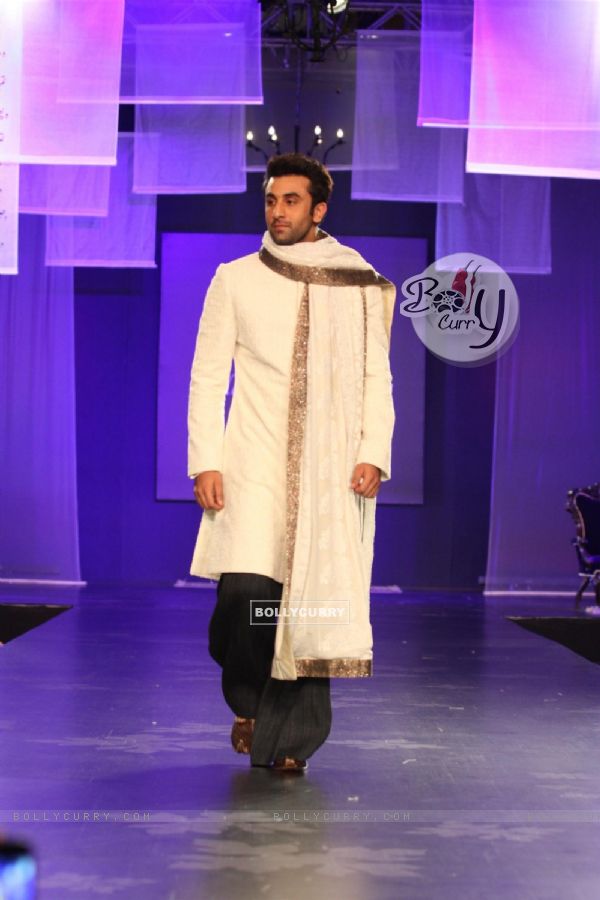 Ranbir Kapoor walks the ramp at the Men for Mijwan fashion show