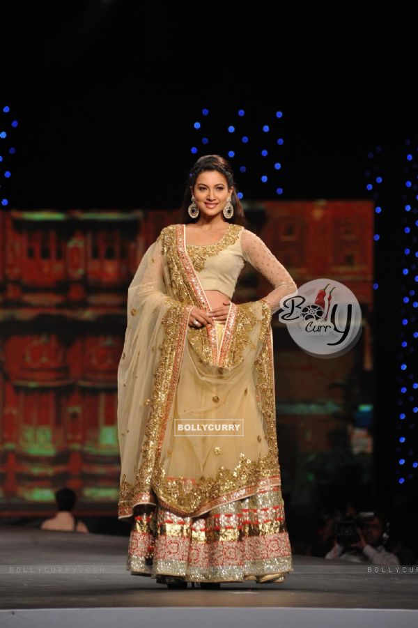 Gauahar Khan walked the ramp at the 'Caring with Style' fashion show at NSCI
