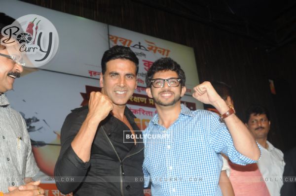 Akshay Kumar and Aditya Thackeray at the launch of Women Safety Defence Centre