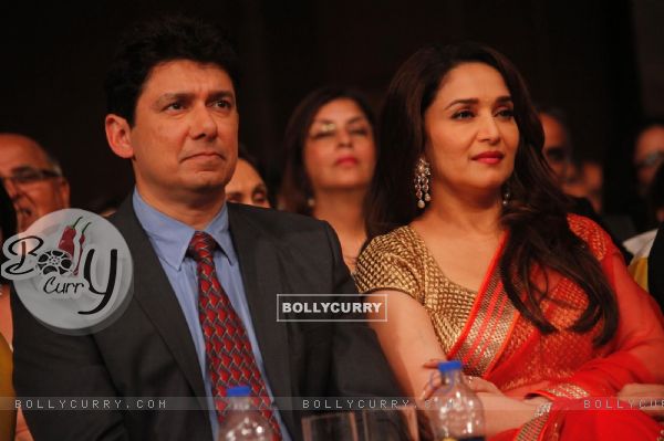 Madhuri Dixit with her husband Dr. Shriram Nene at the Launch 'Substance and the Shadow'