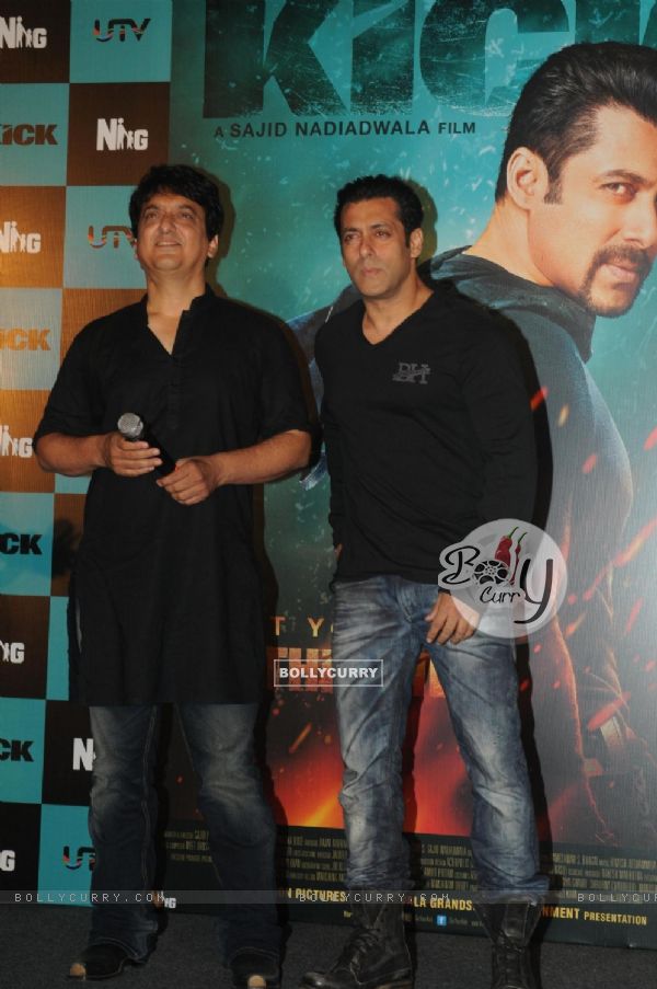 Sajid Nadiadwala and Salman Khan were at the Trailer Launch of 'Kick' (322196)