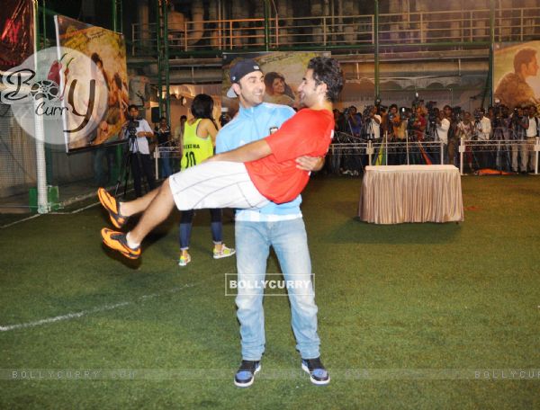 Ranbir carries Armaan at the football match