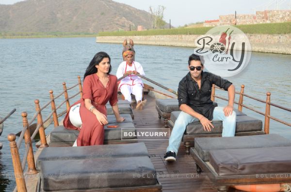 Armaan and Deeksha enjoying the boat ride at Jaipur
