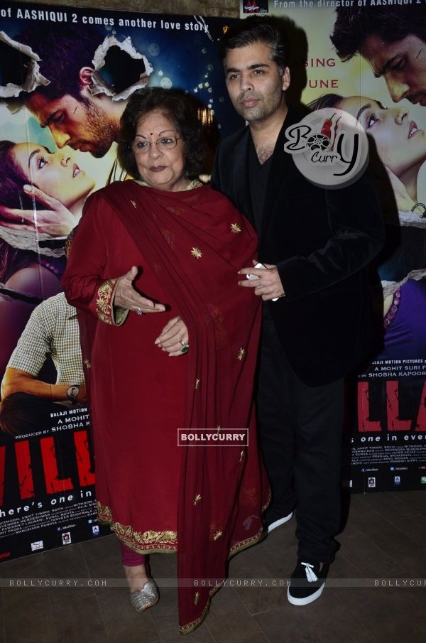 Karan Johar with Hiroo Johar at the Screening of Ek Villiian