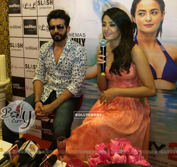Surveen Chawla addresses the media at the Promotions of Hate Story 2 in Jaipur