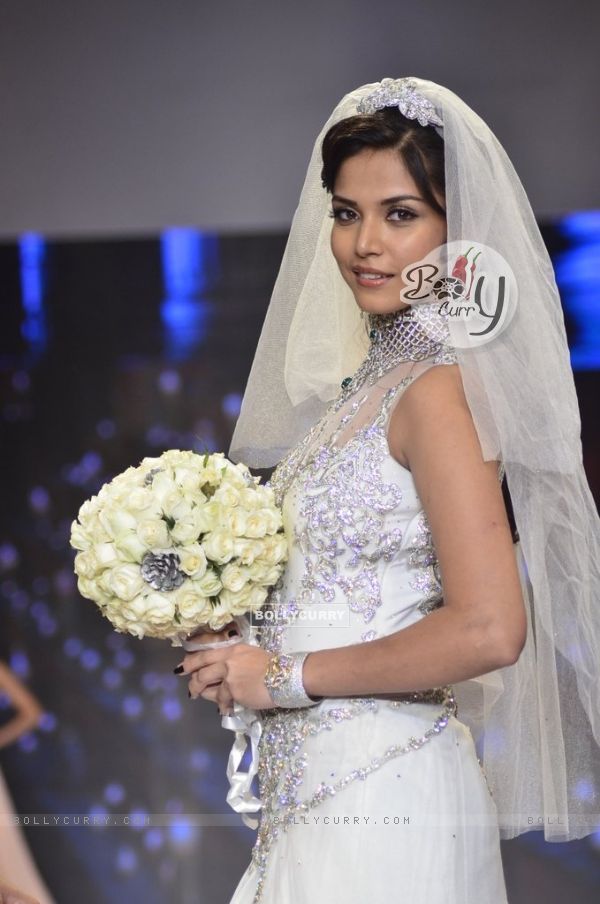 A model walks the ramp as a Christian bride at the IIJW 2014 - Day 2