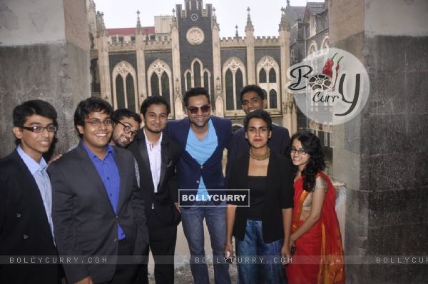 Abhay Deol pose with the students at the Launch of St. Xavier's Fest 'Malhar'